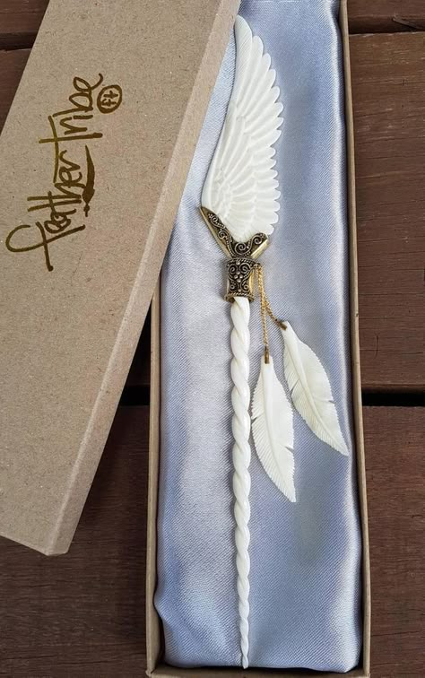 Angel Wings Hair, Jewelry Magic, Pretty Knives, Boho Hair, Fantasy Props, Carved Bone, Magical Jewelry, Hair Stick, Bone Carving