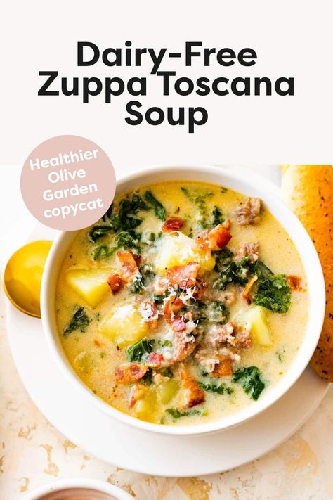 Zuppa Toscana Soup (Olive Garden Copycat) Zuppa Toscana Soup Non Dairy, Zupa Toscana Soup Dairy Free, Olive Garden Zuppa Toscana Soup Dairy Free, Zuppa Toscana Soup Dairy Free, Dairy Free Zuppa Toscana Soup, Dairy Free Zuppa Toscana, Olive Garden Soup Recipes, Zupa Toscana Soup, Instant Pot Zuppa Toscana Soup