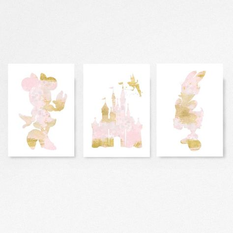 Disney Castle Nursery, Subtle Disney Princess Nursery, Disney Princess Nursery Mural, Princess Nursery Decor, Disney Princess Nursery, Pink Gallery Wall, Disney Princess Nursery Artwork, Disney Princess Framed Art, Princess Room Decor