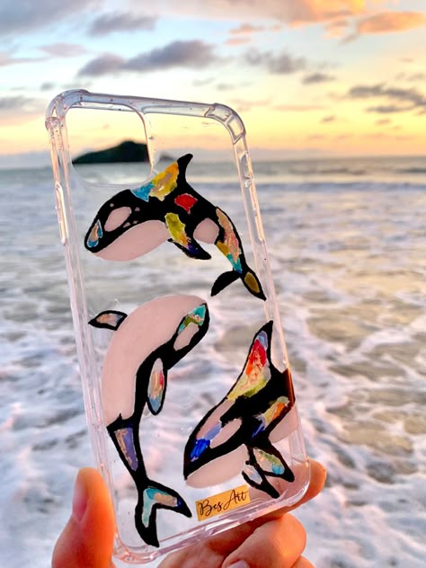 Painted Phone Case Ideas, Iphone Case Painting, Custom Phone Cases Diy, Painted Phone Case, Case Painting, Preppy Phone Case, Phone Case Diy Paint, Diy Phone Case Design, Summer Phone Cases