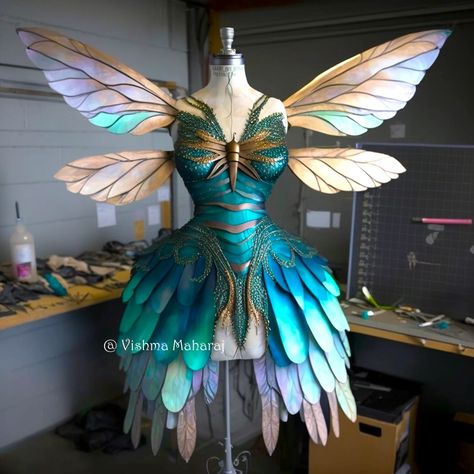 Fly Like A Dragonfly Dress by Vishma Maharaj Vishma Maharaj, Tinker Bell Cosplay, Symbol Of Growth, Dragonfly Artwork, Amazing Halloween Costumes, Digital Dress, Summer Fairy, Fairytale Fashion, Fairy Clothes