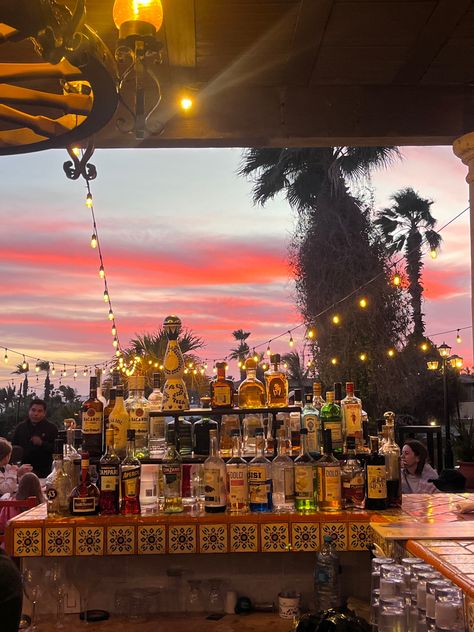 Sunset and bar vibes at a resort in mexico aesthetic summer day bottles Mexican Party Aesthetic, Mexico Sunset, Mexico Aesthetic, Party Aesthetic, Mexico Resorts, Mexican Party, Aesthetic Summer, Summer Day, Senior Photos