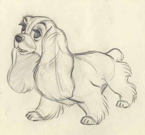 Lady From Lady And The Tramp Aesthetic, Animated Dog Drawing, Old Disney Sketches, Disney Dogs Drawing, Cartoon Tutorial, Disney Art Style, Easy Christmas Drawings, Disney Movie Art, Disney Sketches