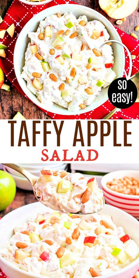 Taffy Apple Salad Recipe, Pineapple Salad Recipes, Taffy Apple Salad, Apple Salad Recipe, Snicker Apple Salad, Summer Desserts Easy Healthy, Taffy Apple, Peanut Salad, Dessert Cups Recipes