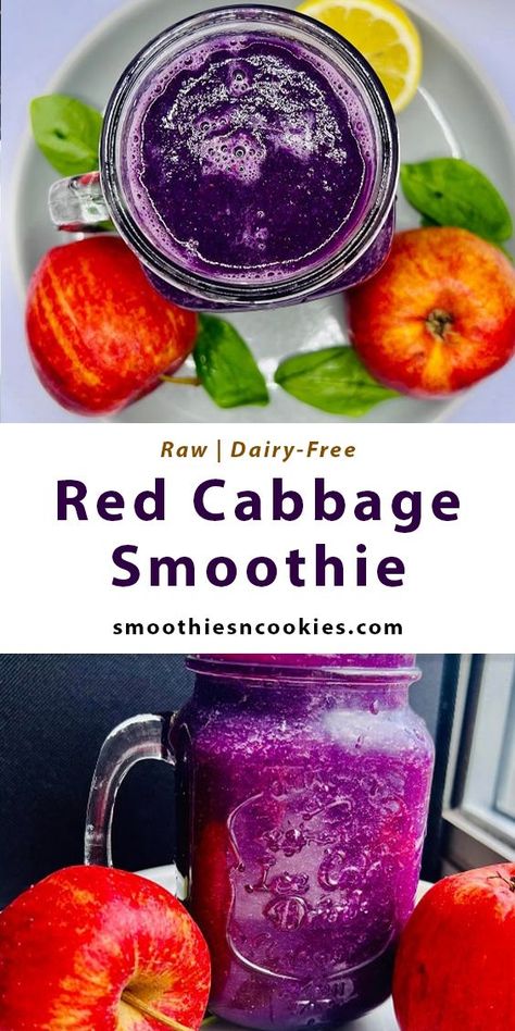 Raw Red Cabbage Smoothie Cabbage Smoothie, Cabbage Juice, Fat Loss Smoothies, Healthy Juicer Recipes, Juicer Recipes, Fat Burning Smoothies, Red Cabbage, Vegan Paleo, Paleo Gluten Free