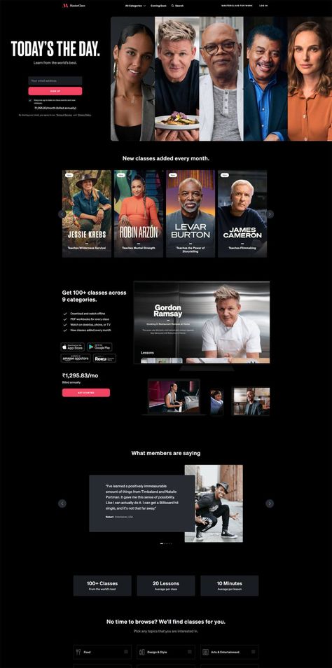 MasterClass | eCommerce Website Design Gallery & Tech Inspiration Academy Website Design, Masterclass Design, Class App, Tech Inspiration, Ecommerce Web Design, Website Ideas, Ecommerce Web, Gallery Website, Web Design Studio