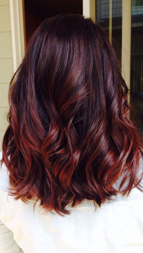 balayage Cherry Cola Hair, Red Balayage Hair, Dark Red Hair, Birthday Hair, Fresh Hair, Winter Hair Color, Hair Color Balayage, Medium Hair Cuts, Winter Hairstyles