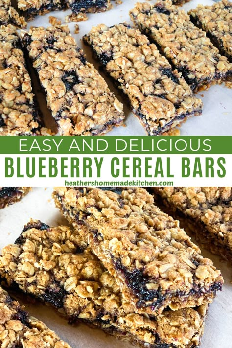 Blueberry Cereal, Homemade Breakfast Bars, Cereal Bars Homemade, Cereal Bars Recipes, Homemade Bars, Homemade Cereal, On The Go Breakfast, Midday Snack, Weighted Jump Rope