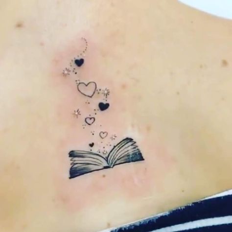 Books And Tea Cup Tattoo, Book Heart Tattoo, Book And Heart Tattoo, Bookish Best Friend Tattoos, Small Book Tattoo Ideas, Small Book Tattoo, Woo Tattoo, Reading Tattoo, Tattoos Abstract