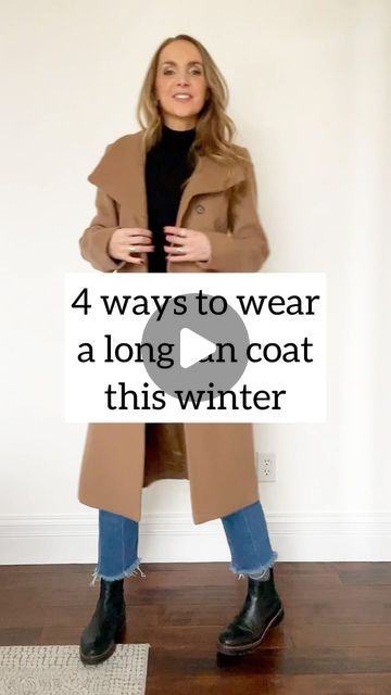 Merrick White / Style Educator on Instagram: "4 super easy tan winter coat outfits you can copy this winter…which way would you wear? 1️⃣, 2️⃣, 3️⃣, or 4️⃣? Tell me! 👇🏼

All of these outfits are on MERRICKSART.com today 🧥

TO GET LINKS:
1️⃣ find links in stories for 24 hours
2️⃣ tap the link in my profile and go to newest blog post
3️⃣ follow me in the LTK app and you’ll see links for everything there.

#4wayswithmerrick" Long Tan Jacket Outfit Women, Tan Wool Trench Coat Outfit, Brown Long Jacket Outfit, Tan Long Coat Outfit, Tan Peacoat Outfit, Long Coat Outfits For Women, Long Tan Coat Outfit, Tan Wool Coat Outfit, Tan Coat Outfit Winter