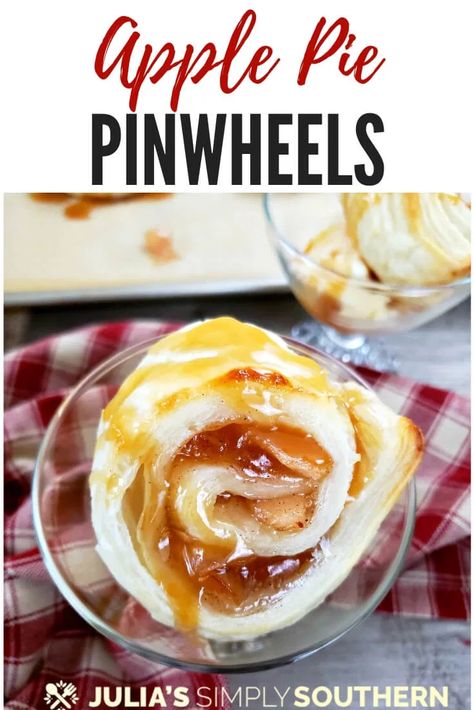 Dessert Pinwheels Roll Ups, Dessert Pinwheels, Apple Pinwheels, Apple Pie Puff Pastry, Puff Pastry Apple Pie, Caramel Sundae, Pastry Pinwheels, Raspberry Pie Filling, Puff Pastry Pinwheels