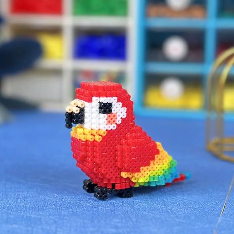 Fuse Beads Ideas, Hama Beads 3d, 3d Bird, Pixel Beads, 3d Perler Bead, Beads Pattern, Fuse Bead Patterns, Beads Ideas, Hama Beads Patterns