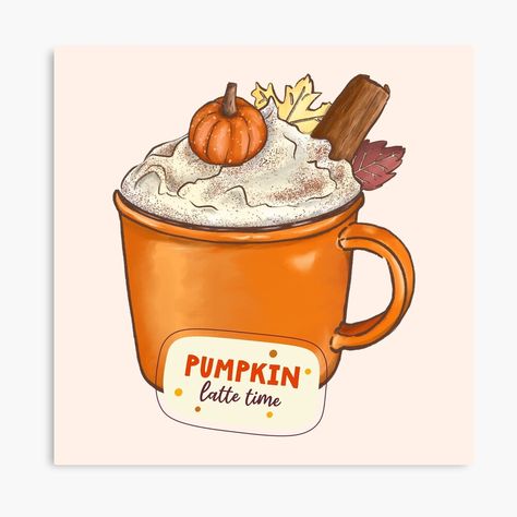 Get my art printed on awesome products. Support me at Redbubble #RBandME: https://www.redbubble.com/i/canvas-print/pumpkin-spice-latte-by-ClodetteDesigns/164582736.5Y5V7?asc=u Pumpkin Latte, Colorful Aesthetic, Aesthetic Cute, Simple Colors, Pumpkin Spice Latte, Halloween Spooky, Spooky Season, Pumpkin Spice, Sale Poster