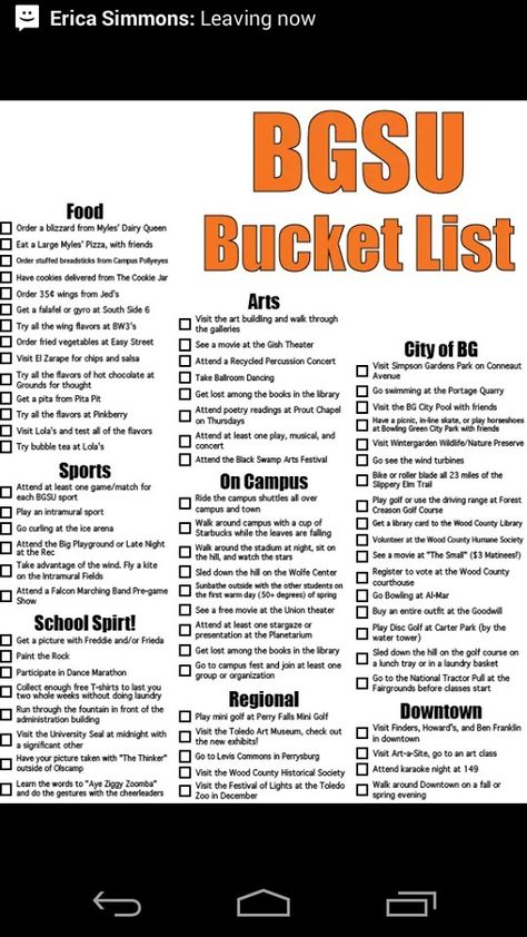 Bucket list University Dorm, Bowling Green State University, College Vision Board, University Dorms, Dairy Queen, Things To Do When Bored, Dorm Ideas, Bowling Green, College Hacks