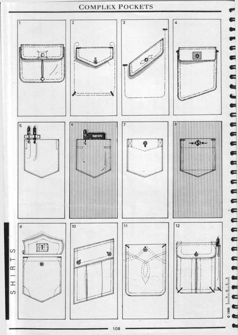 Technical Drawings Of Pockets - 10 Photos - #drawings #photos #pockets 301 How To Make Pockets, Shirt Pocket Designs Men, Pockets Fashion Details, Pocket Sketch, Sewing Drawing, Sewing Pockets, Shirt Sketch, Mode Steampunk, Menswear Details