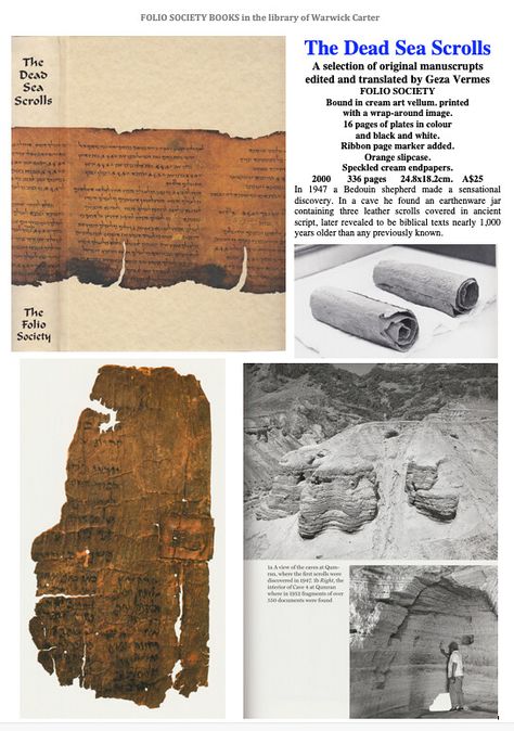 The Dead Sea Scrolls, A selection of original manuscrupts edited and translated by Geza Vermes - FOLIO SOCIETY Places Photos, Bible Evidence, Biblical Archaeology, Book Of Isaiah, Biblical History, Dead Sea Scrolls, Folio Society, Sanatan Dharma, Biblical Teaching