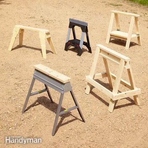 Sawhorse Plans (DIY) | Family Handyman Sawhorse Plans, Saw Horse Diy, Roping Dummy, Saw Horse, Wooden Things, Tool Tips, Handy Man, Diy Designs, Building Painting