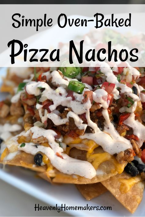 When Pizza met Nachos it was love at first sight and they became known as Pizza Nachos and the people said hallelujah and amen. Pizza Nachos, Beef Nachos, Baked Nachos, Potato Nachos, Minced Meat Recipe, Nachos Beef, Gluten Free Restaurants, Vegan Sour Cream, Easy Meal Plans