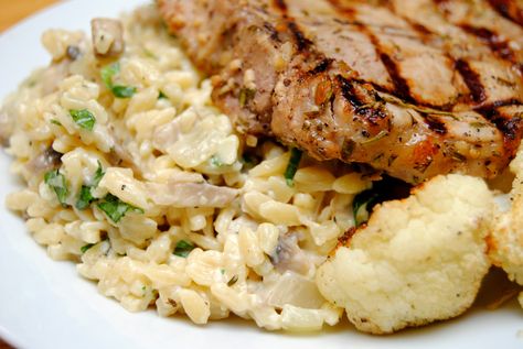 Balsamic Pork Chops, Rosemary Pork Chops, Parmesan Roasted Cauliflower, Mushroom Pork Chops, How To Cook Orzo, Crockpot Pork Chops, Grow Herbs, Orzo Recipes, Crockpot Pork