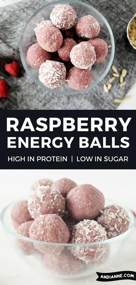 Coconut Energy Balls, Energy Balls Recipe, Protein Balls Healthy, Energy Balls Healthy, Protein Balls Recipes, Energy Bites Recipes, Healthy Protein Snacks, Energy Ball Recipe, Raspberry Coconut