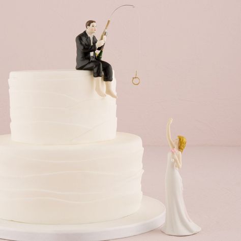 Fishing wedding cake toppers