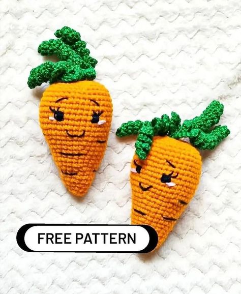 Carrot Pattern, Crochet Fruit, Paid Advertising, Amigurumi Free, Amigurumi Free Pattern, Easy Crochet Patterns, Tag Someone, Simple Patterns, Free Patterns