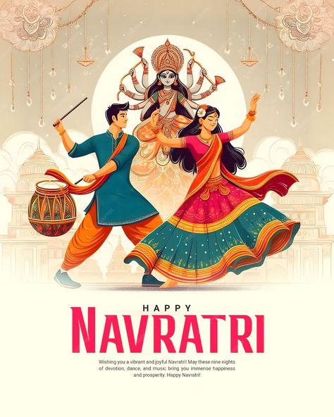 Happy Navratri and Shubh Navratri with Garba Couple celebration social media post template | Premium AI-generated PSD Navratri Social Media Post, Garba Couple, Navratri Garba, Social Media Post Template, Happy Wishes, Social Media Success, Happy Navratri, Social Media Games, Cute Couple Art