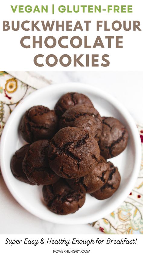 Vegan gluten-free chocolate buckwheat cookies that are equally delicious & good for you! They are quick & easy to make and bake, too. #veganglutenfreecookies #buckwheatflour #buckwheat #buckwheatcookies #vegan #glutenfree #cleaneating #cleaneats #eggfree #veganbaking #dairyfree #vegancookies #veganchocolatecookies #healthychocolatevegancookies #glutenfreecookies Vegan Buckwheat Cookies, Buckwheat Cookies Gluten Free, Reid Diet, Buckwheat Cookies, Buckwheat Flour Recipes, Vegan Chocolate Cookies, Vegan Gluten Free Cookies, Clean Treats, Vegan Recepies