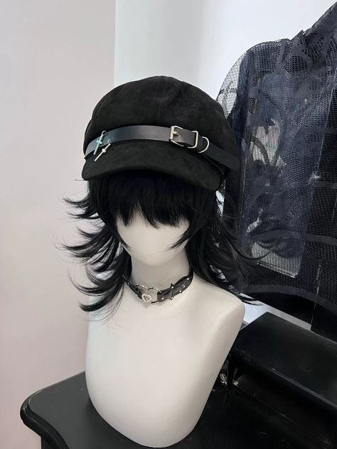 punk metal casket - Beret (suitable for unisex babies.) / M（56-58cm） Cool Head Accessories, Aesthetic Hat, Punk Subculture, Black Beret, Hat Aesthetic, Cosplay Hair, Kawaii Hairstyles, Punk Hair, Metal Fashion