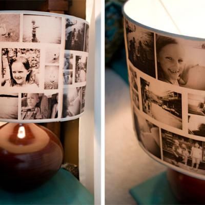 HOW TO CREATE A PHOTO COLLAGE LAMPSHADE {DIY LIGHT}  this is such a fantastic idea. now off to find the slide lampshade idea too!! : ) Collage Lampshade, Photo Lampshade, Lampshade Diy, Outdoor Decoration Ideas, Diy Gifts To Make, Homemade Mothers Day Gifts, Diy Light, Light Photo, Candle Store