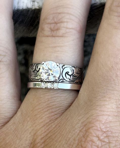 Western Engagement Ring, Western Engagement Rings, Western Wedding Rings, Western Engagement, Silver Wedding Band, Silver Wedding Bands, Anniversary Jewelry, Western Wedding, Tie The Knots