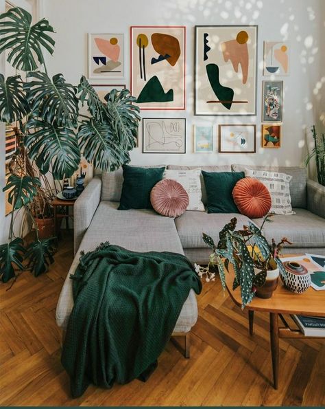 Grey, Green, Orange, Pink decor Decor Ideas Bedroom, Apartments Decorating, Decorating Farmhouse, Living Room Orange, Home Decor Living Room, Living Room Green, Decoration Room, Kitchen Decorating, Apartment Inspiration