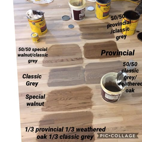 Minwax stain combinations on white oak flooring. We chose weathered oak/classic grey combination. Minwax Color Wash, Hardwood Floor Stain Colors, Oak Floor Stains, Wood Floor Stain Colors, Floor Stain Colors, Minwax Stain Colors, Weathered Oak Stain, Wood Floor Colors, Hardwood Floor Colors