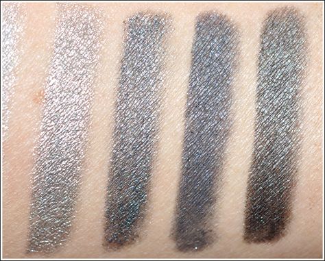 Gray/Silvery Eyeliners: (L->R) 1. Guerlain Stylo Yeux-Silver, 2. UD 24/7 Liner-Gunmetal, 3. CoverGirl Liquiline Blast-Silver Spark, 4. UD 24/7 Liner-Uzi / Temptalia Rimmel Eyeliner, Gray Eyeliner, Makeup Basket, Silver Eyeliner, Sparkle Nail Designs, Blue Grey Hair, Classy Nail Designs, Nail Blog, Burgundy Nails