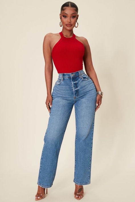 Red Bodysuit Outfit Jeans, Red Top And Jeans Outfit, Red Top And Jeans, Jeans Outfit Classy, Red Bodysuit Outfit, Amrezy Outfits, Snatched Bodysuit, Fall Modest Outfits, Bodysuit Outfit Jeans