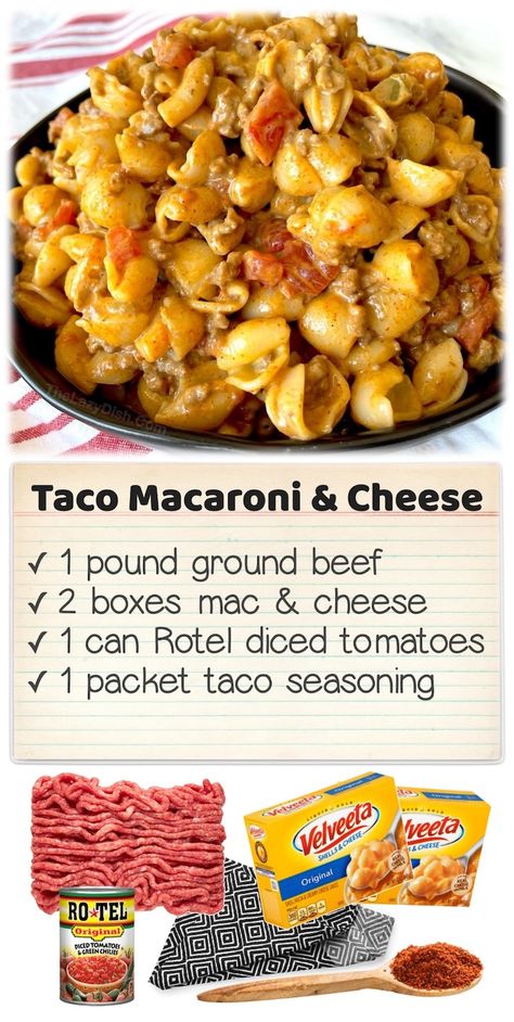 Taco Macaroni And Cheese, Dinner Ideas For Picky Eaters, Taco Macaroni, Easy Family Dinner Ideas, Easy Fast Dinner Recipes, Quick Meals To Make, Fast Easy Dinner, Easy Family Dinner, Family Dinner Ideas