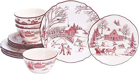 Amazon.com | Bico Toile de Jouy Winter Wonderland Ceramics 12pcs Dinnerware Set, Service for 4, Inclusive of 11 inch Dinner Plates, 8.75 inch Salad Plates and 25oz Bowls, for Party, Microwave & Dishwasher Safe: Dinnerware Sets Elegant Christmas Table Settings The Home Depot, Elegant Family Finner Table Setting For Holiday, Christmas Dishes Dinnerware Bed Bath & Beyond, Christmas Plates Set, Grinch Christmas Party Dinnerware Sets, Johnson Brothers Christmas Table Setting, Christmas Plate And Cup Set, Christmas Dinner Plates Target, Holiday Place Settings Walmart