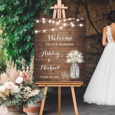 Rustic Baby's Breath Mason Jar Lights Wedding Sign Editable Template Mason Jar Lights Wedding, Jar Lights Wedding, Warm String Lights, Mason Jar String Lights, Mason Jar Lights, Breath Flowers, Reception Sign, Wedding Reception Signs, String Lights Wedding