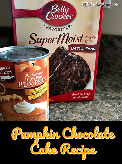 Pumpkin Chocolate Cake Recipe Pumpkin Chocolate Cake, Pumpkin Cake Mix, Chocolate Pumpkin Bread, Chocolate Box Cake, Chocolate Cake Mix Recipes, Pumpkin Dump Cake Recipe, Chocolate Pumpkin Cake, Boxed Cake Mixes Recipes, Dump Cake Pumpkin