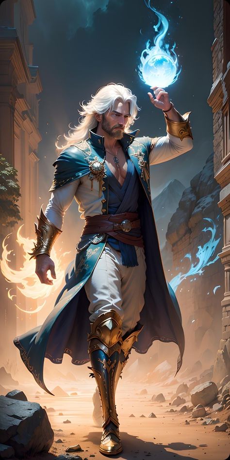 Aasimar Sorcerer Male, Dnd Sorcerer Art, Handsome Wizard, Aasimar Character Design, Aasimar Sorcerer, Chase Core, Sorcerer Character Design, Aasimar Male, Male Sorcerer