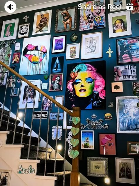 Statement Staircase, Bright Maximalist, Groovy Interiors, Tattoo Decor, Electric Colors, Wall Art Love, Maximalist Design, Decor Gallery Wall, Funky Decor