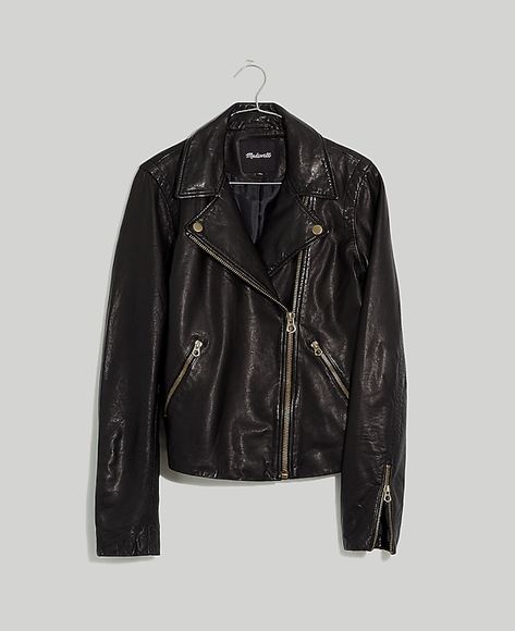 Washed Leather Motorcycle Jacket: Brass Hardware Edition | Madewell Flamboyant Gamine, Leather Motorcycle Jacket, Biker Style, Suede Jacket, Brass Hardware, Motorcycle Jacket, Madewell, New Look, Coats Jackets