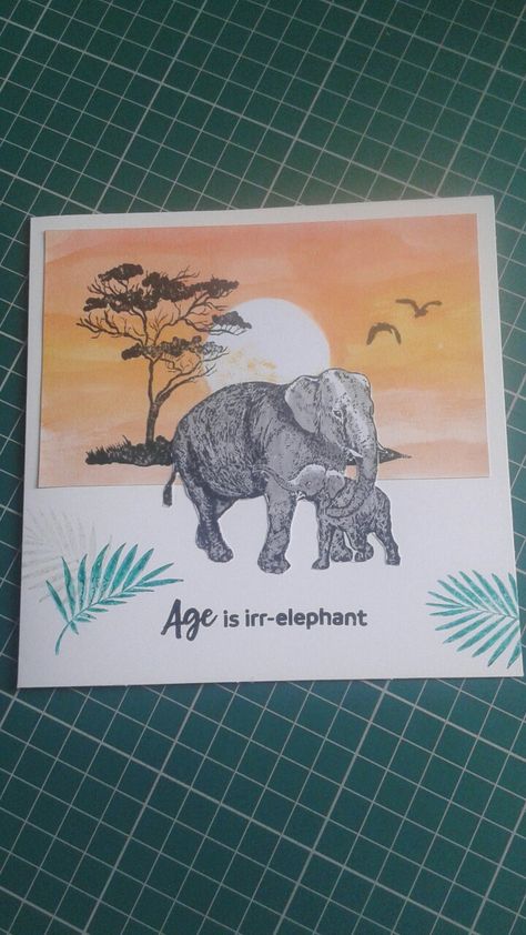 Cards With Elephants On Them, Elephant Birthday Cards Handmade, Elephant Birthday Card, Elephant Cards, Creative Magazine, Creative Wrapping, Birthday Invitations Diy, Elephant Birthday, Silhouette Cards