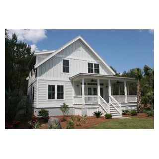 Little White Cottage - Showing Rear Dormer, board & batten siding, and side porch entry House With Dormers, Board Batten Siding, New England Cottage, Cottage Porch, Board Batten, Shed Dormer, Board And Batten Siding, Side Porch, Porch Entry