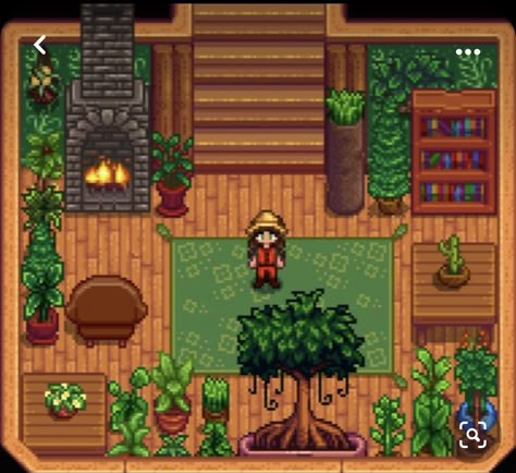 Stardew Valley Plant Room, Stardew Valley Cottagecore Farm, Sdv Room Ideas, Stardew Room Design, Stardew Expanded, Scotland Farm, Stardew Design, Stardew House, Stardew Ideas