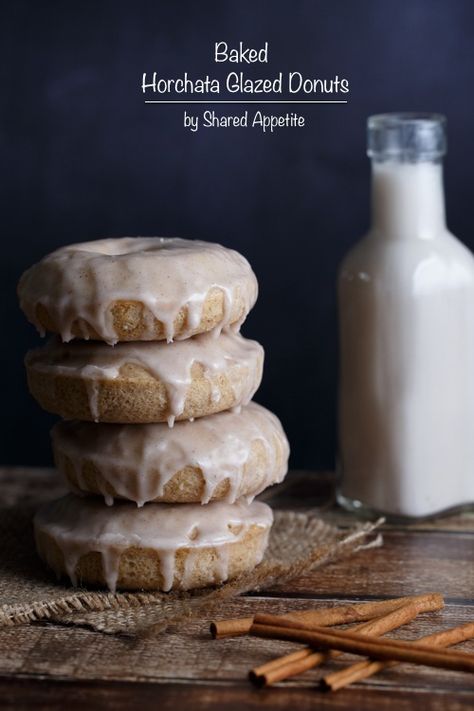 Baked Horchata Glazed Donuts | sharedappetite.com Homemade Horchata, Ginger Glaze, Vegan Gingerbread, Glazed Donuts, Vegan Donuts, Baked Donuts, Donut Glaze, Cake Donuts, Donut Recipes