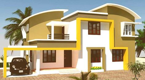 Home Exterior Colors Combinations, Home Colour Design, Modern Facades, Yellow House Exterior, Exterior Paint Color Combinations, Exterior Color Combinations, Color Combinations Home, Bedroom Inspirations Minimalist, House Paint Color Combination