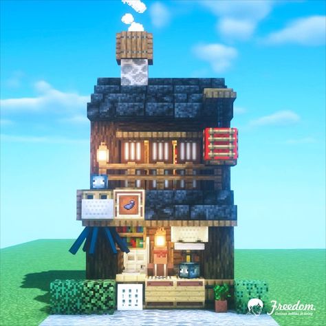 Japanese Squid, Architecture In Japan, Minecraft Small House, Minecraft Japanese House, Minecraft Building Blueprints, Minecraft Base, Minecraft Starter House, Minecraft Shops, Minecraft Japanese