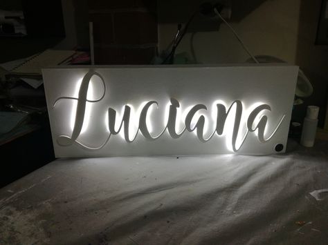 Rótulo decorativo para fiesta.  Nombre y luz led Backlit Signs, Room Ideas Bedroom, Bedroom Inspo, Microblading, Mario, Neon Signs, Baby Shower, Shower, Led