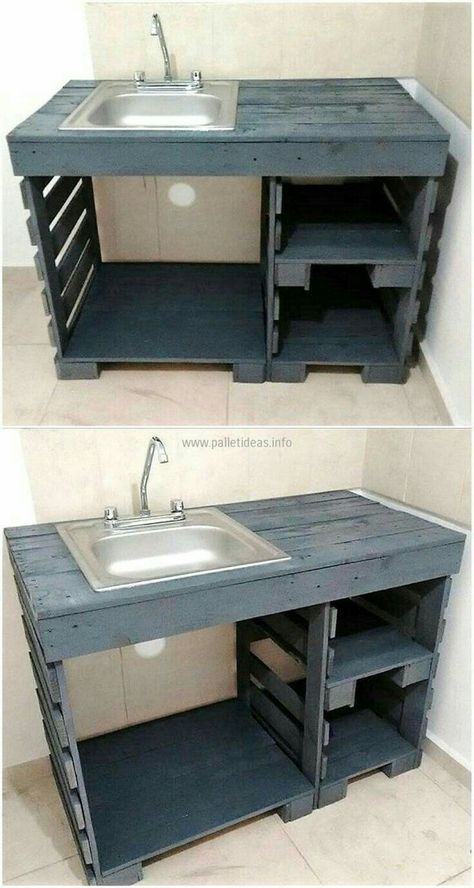 Pallet Kitchen, Outdoor Sinks, Diy Holz, Pallet Furniture Outdoor, Wood Pallet Projects, Diy Furniture Table, Pallet Ideas, Diy Pallet Projects, Pallet Wood